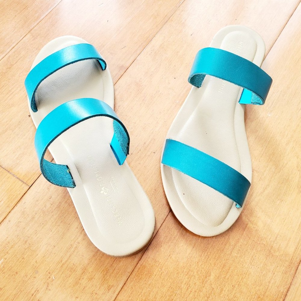 Double Band Italian Leather Slides, 8